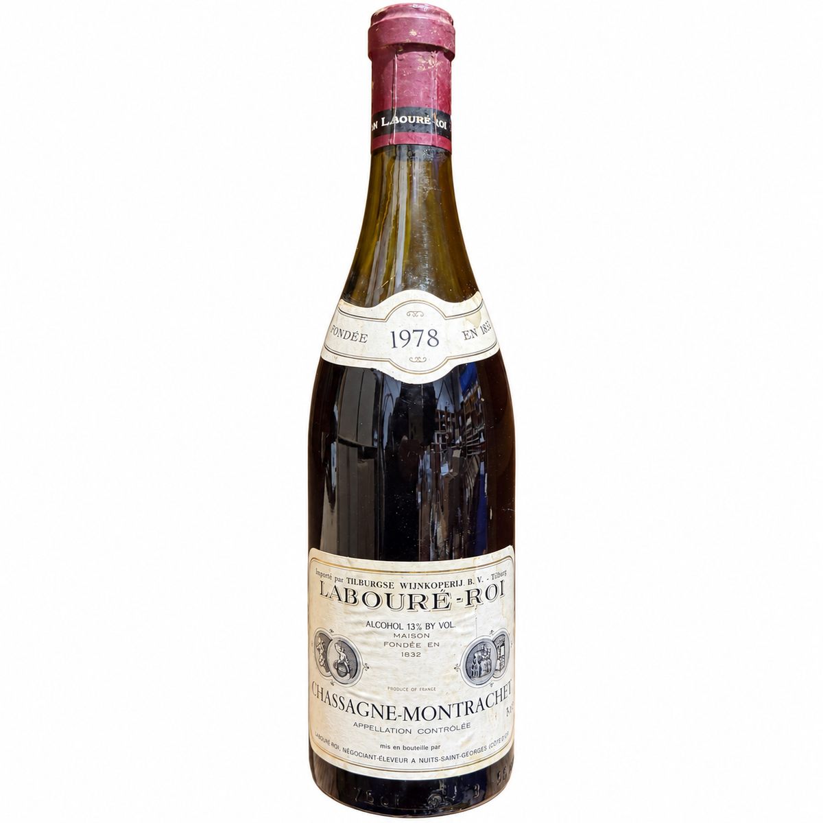 Labouré-Roi Chassagne-Montrachet 1978 fles 1 witte achtergrond