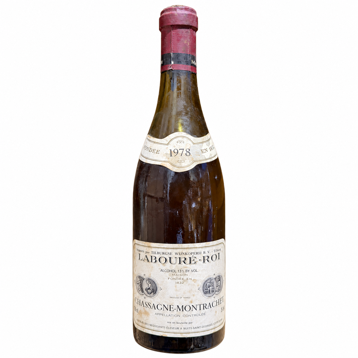 Labouré-Roi Chassagne-Montrachet 1978 fles 2 witte achtergrond